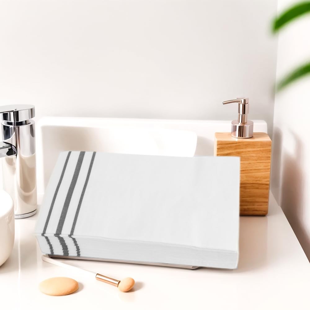 Silver Guest Towel Napkins - Disposable Hand Towels for Bathroom, Kitchen, & .