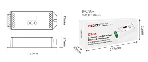 Miboxer DMX512 3-Channel Constant Voltage DMX512 & RDM Decoder