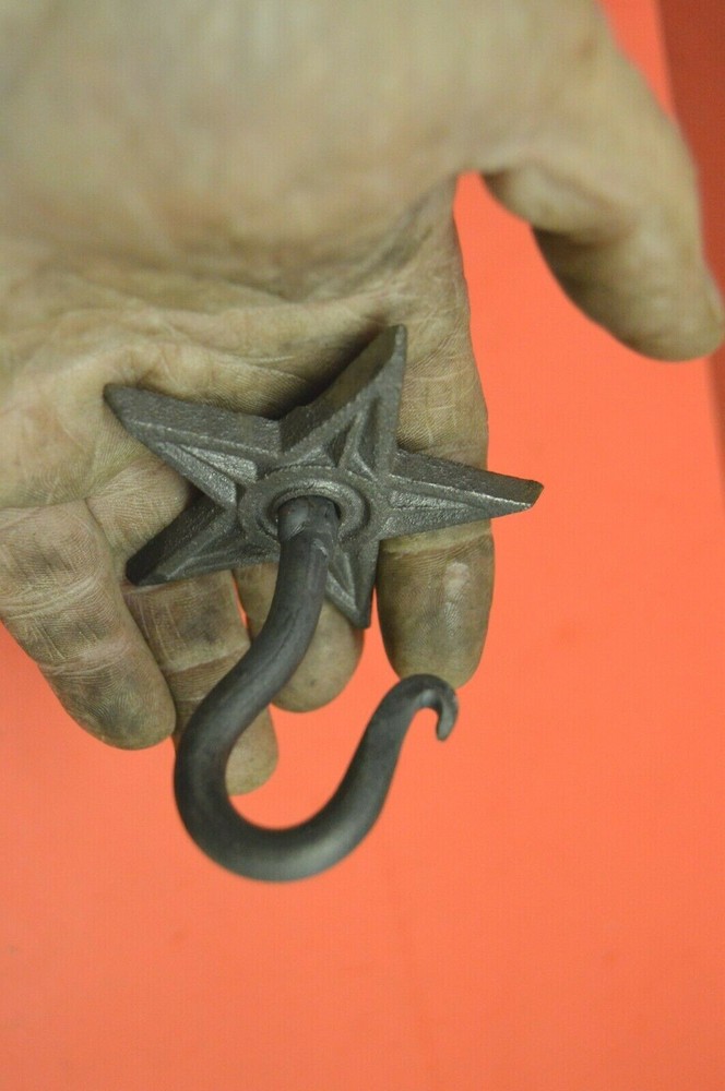 Chandelier Lighting Ceiling Swag Beam Hook, Wrought Iron 3" Star, 5/16" Screw