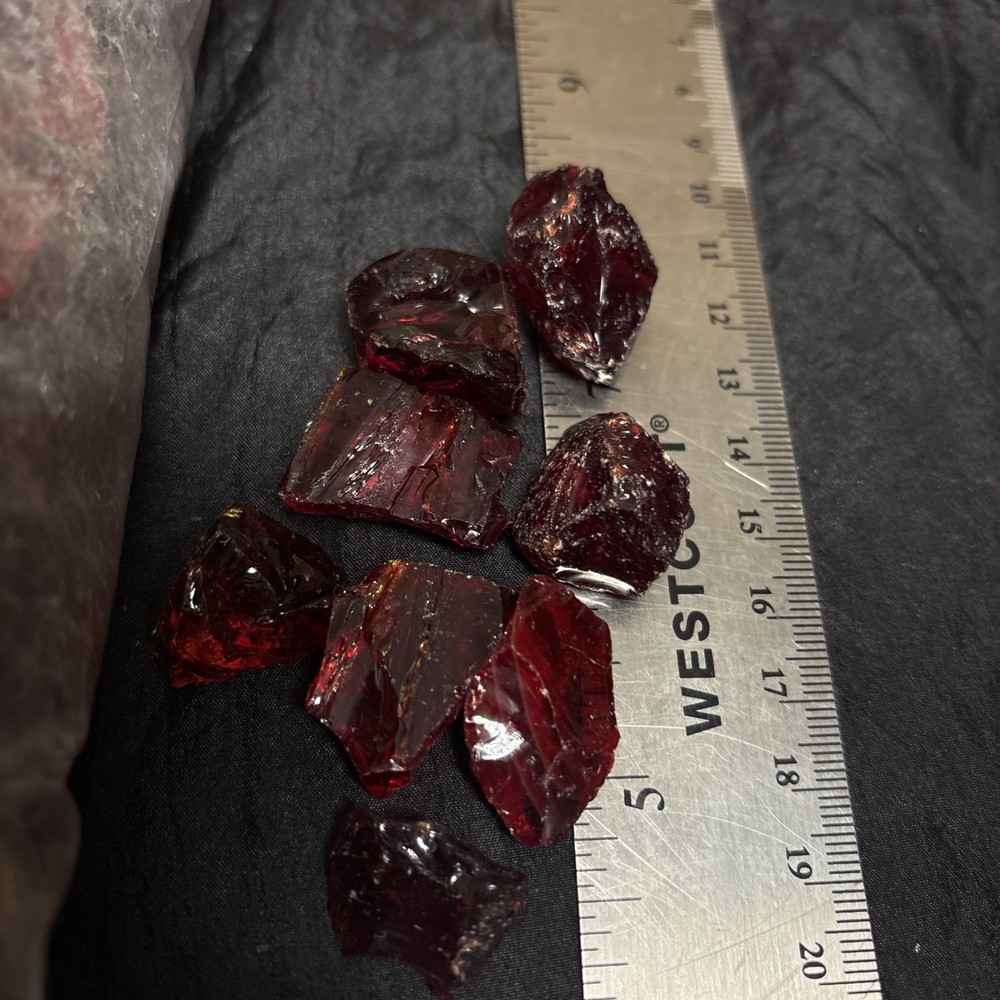 Five Pound Bag Quality Large .5-1” Ruby Red Fire Glass Fireplace Pit Freeship!