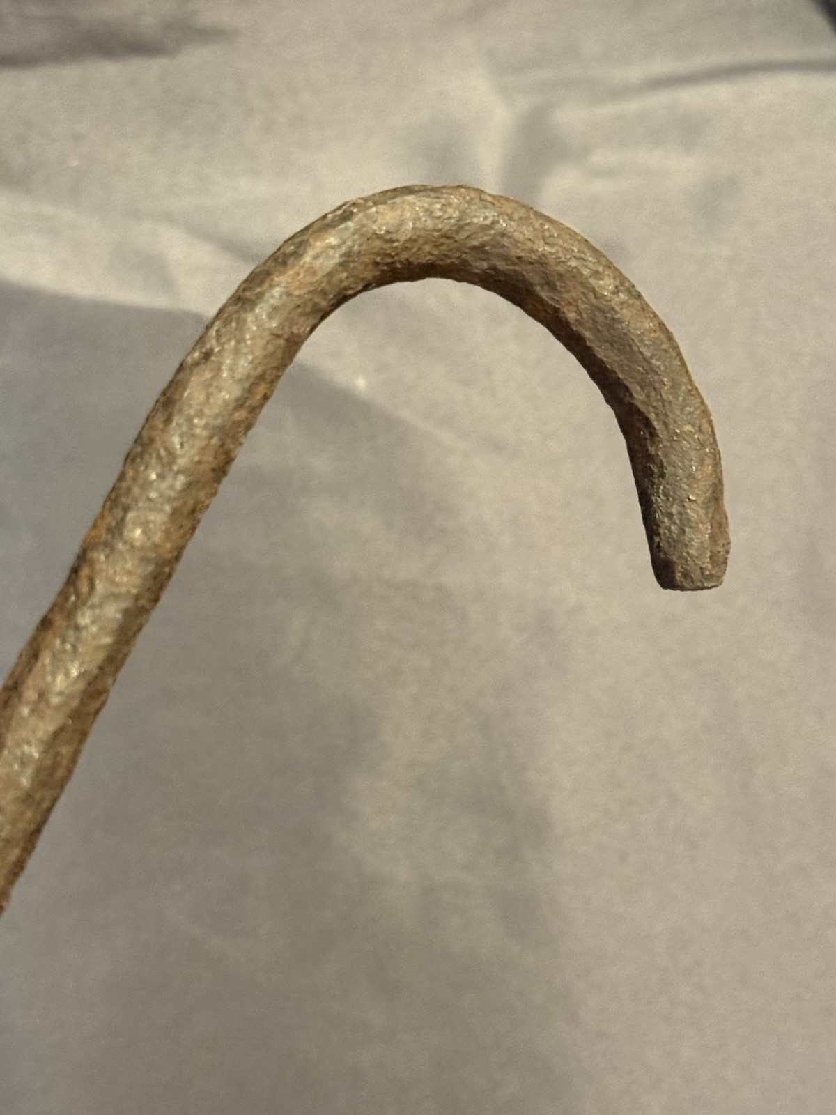 Early Antique Primitive Nautical Hand Held Wrought Iron Barbed Harpoon Gaff