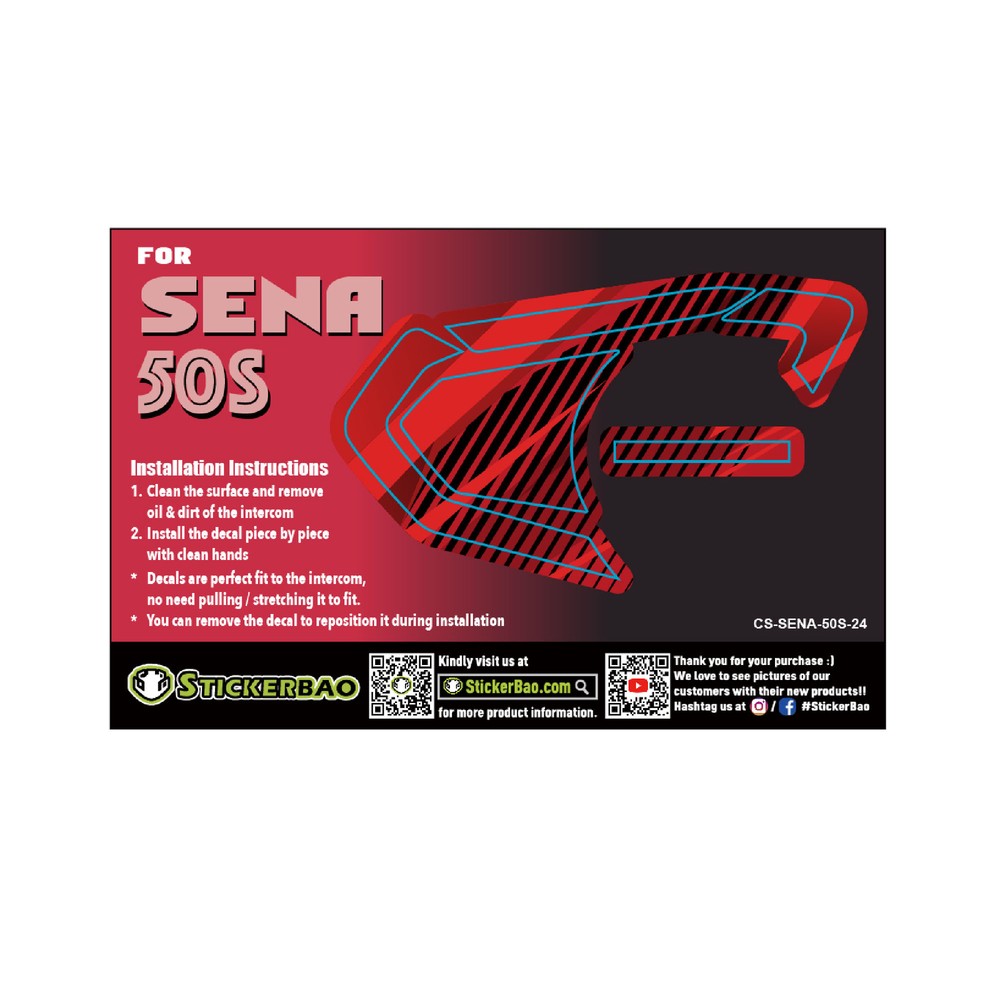 Red Gradients Device Surface Decals Sticker For SENA 50S Intercom 1 Piece
