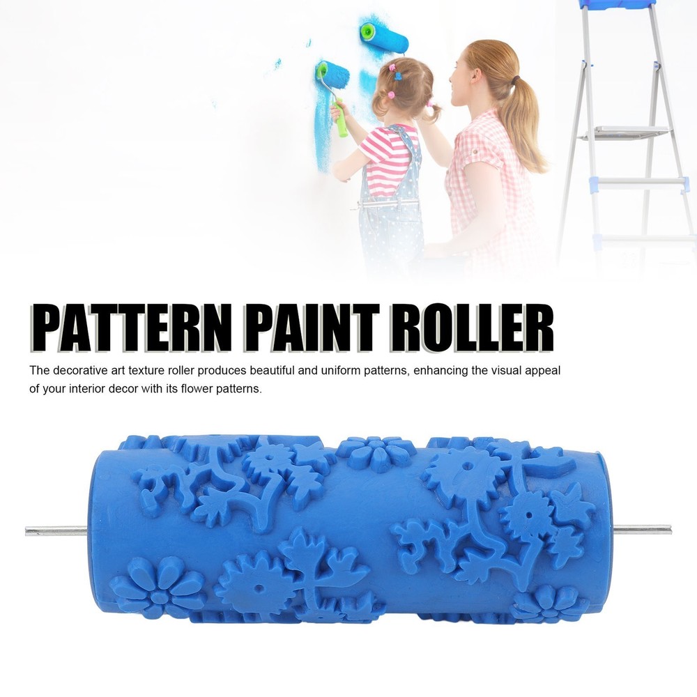 Pattern Paint Roller 5 Inch Flower Design Rubber Decorative Texture Roller