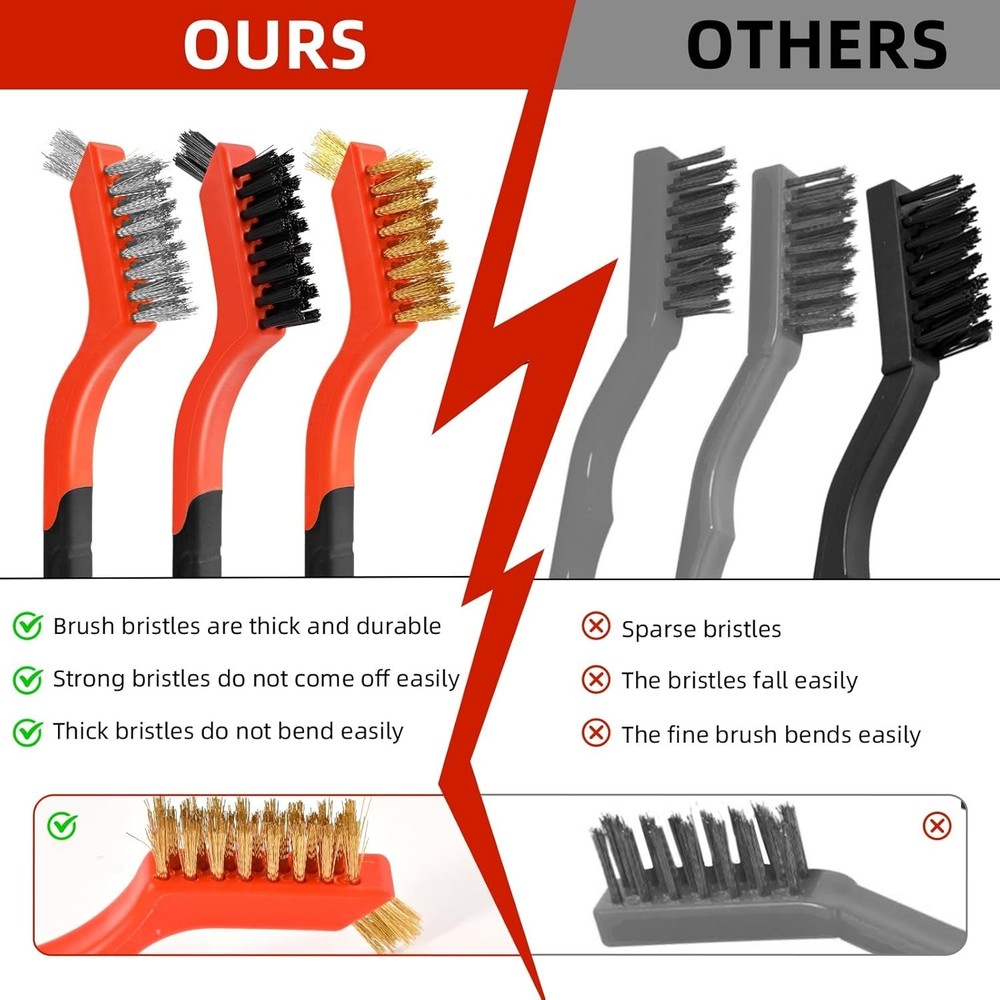Durable & Effective 3pcs Wire Brush Cleaning Set - Perfect for Detailed Work