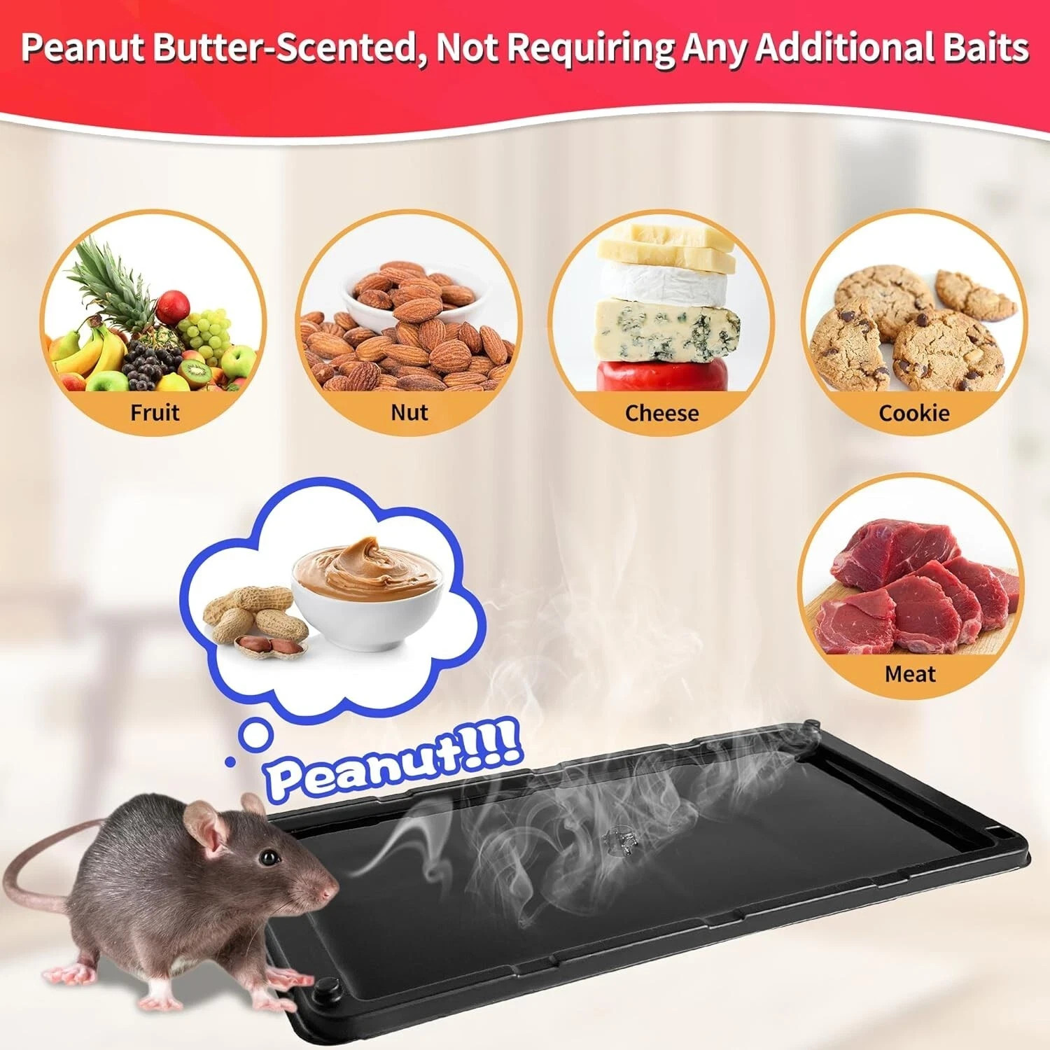 48 Pack Large Glue Traps, Pre-Baited Heavy Duty Non-Toxic Bulk Glue Mouse Traps