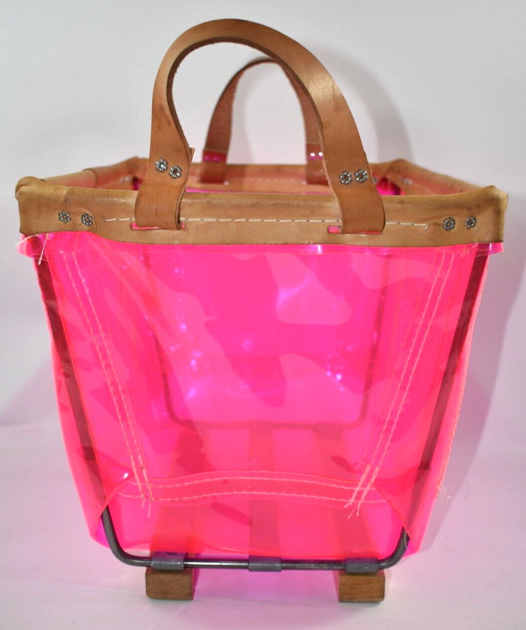 Victoria's Secret VS Barbie Pink Store Display Storage Bin Basket Leather Handle