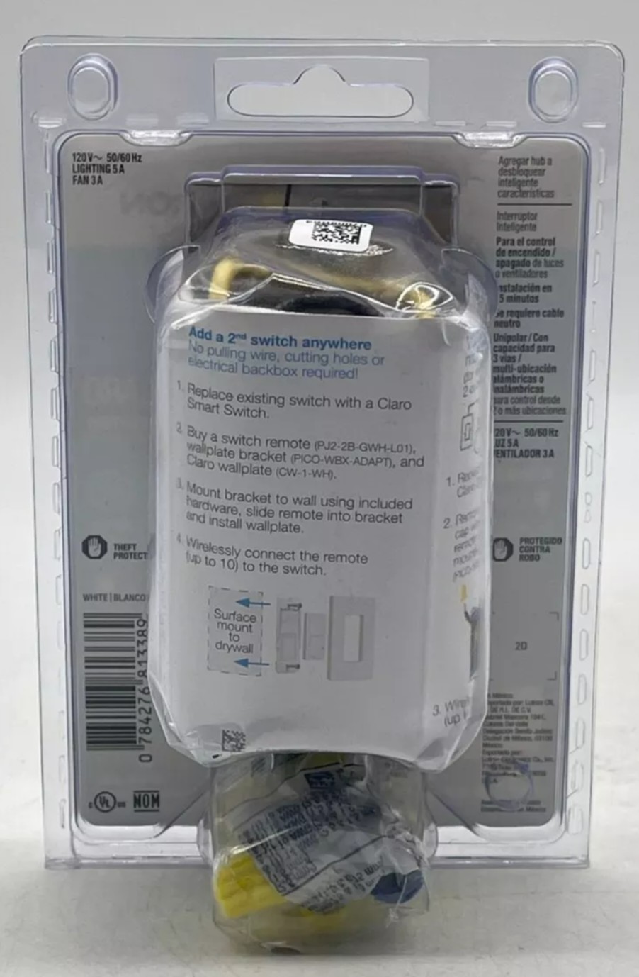 🆕 Lutron CLARO Smart Switch for Caseta, Lighting 5A/ Fan 3A (DVRF-5NS-WH-R) 🆕