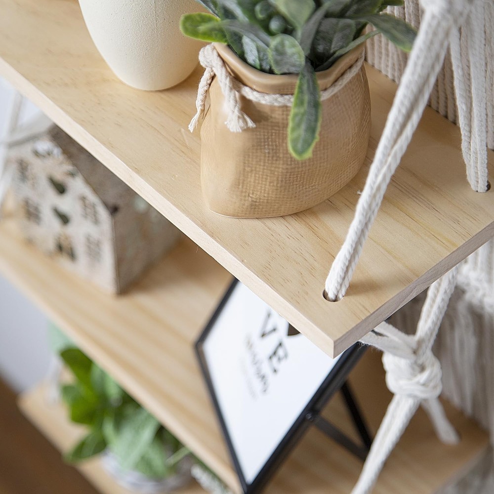 Macrame Wall Hanging Shelf- Macrame Shelves Handmade Decorative Floating Boho...