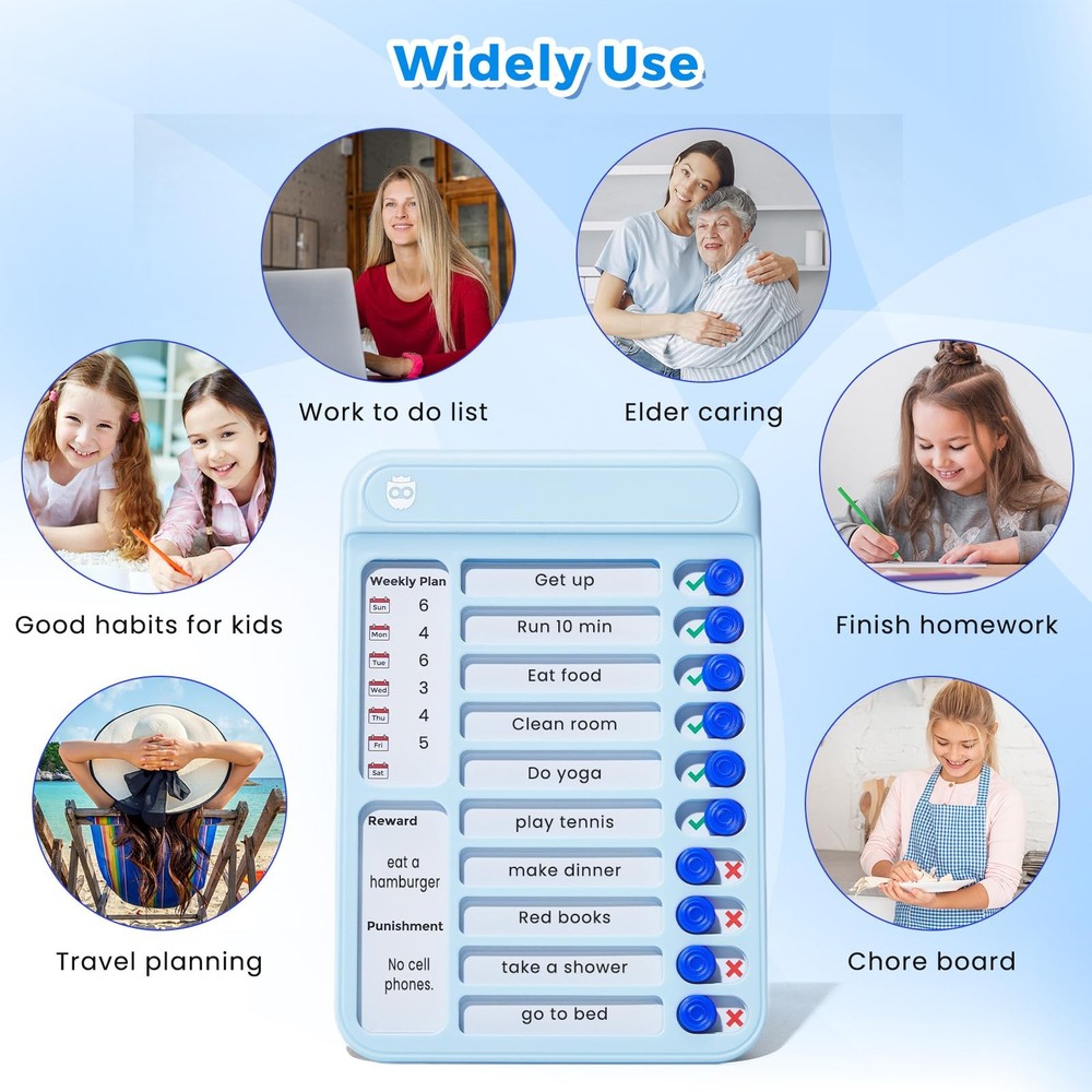 Chore Chart for Kids, Magnetic Board ADHD Tools Blue