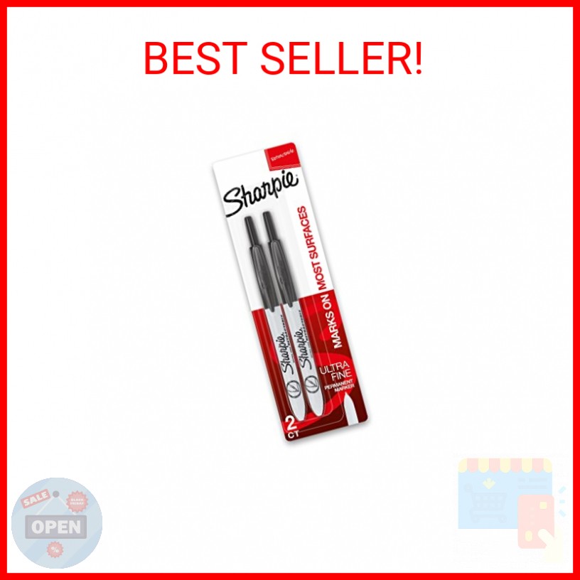 Sharpie Retractable Permanent Markers Ultra Fine Point Black 2 Count