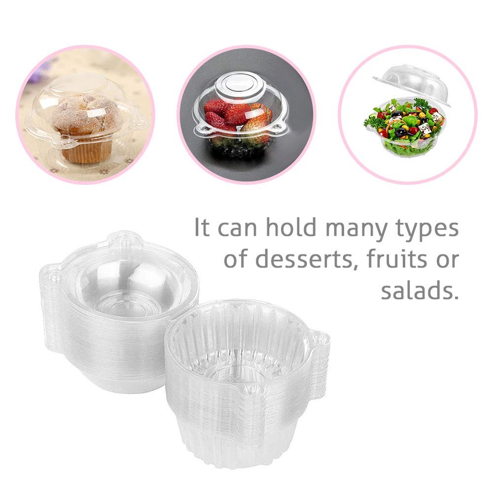 Cupcake Holders Individual Containers Disposable Clear Plastic Single Muffin