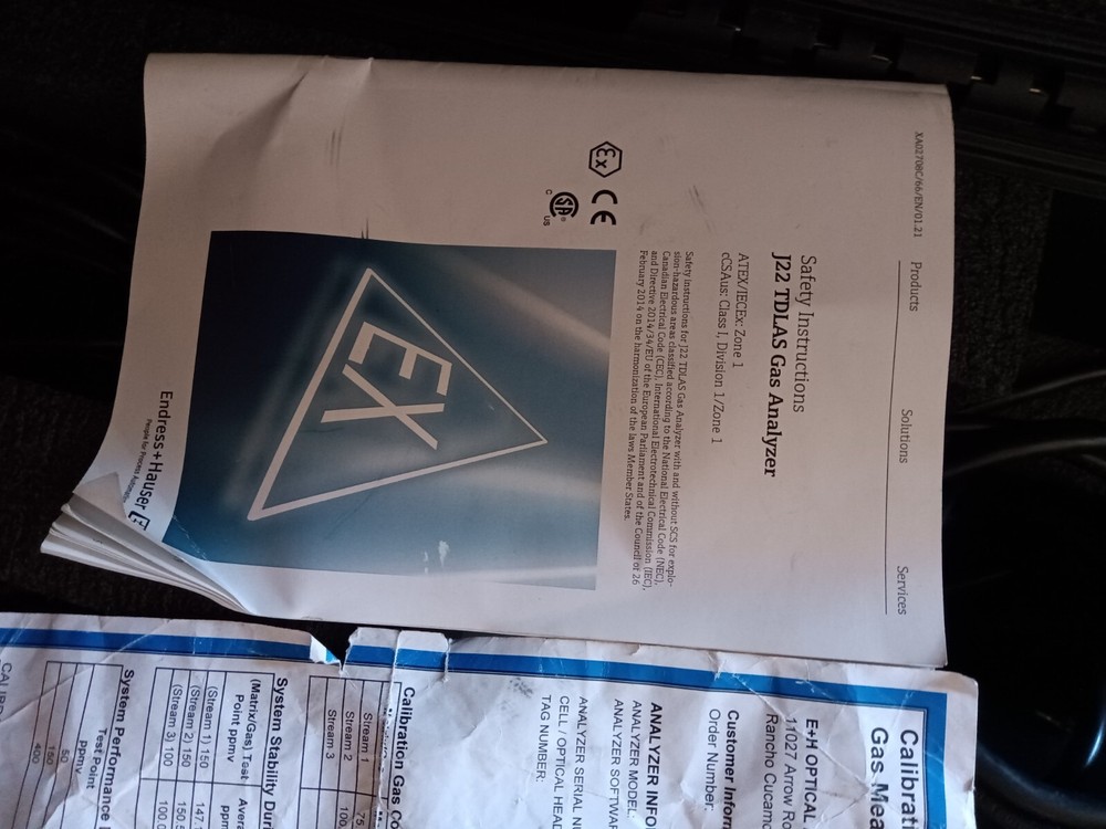 J22 Tdlas Endless+Hauser Gas Analyzer