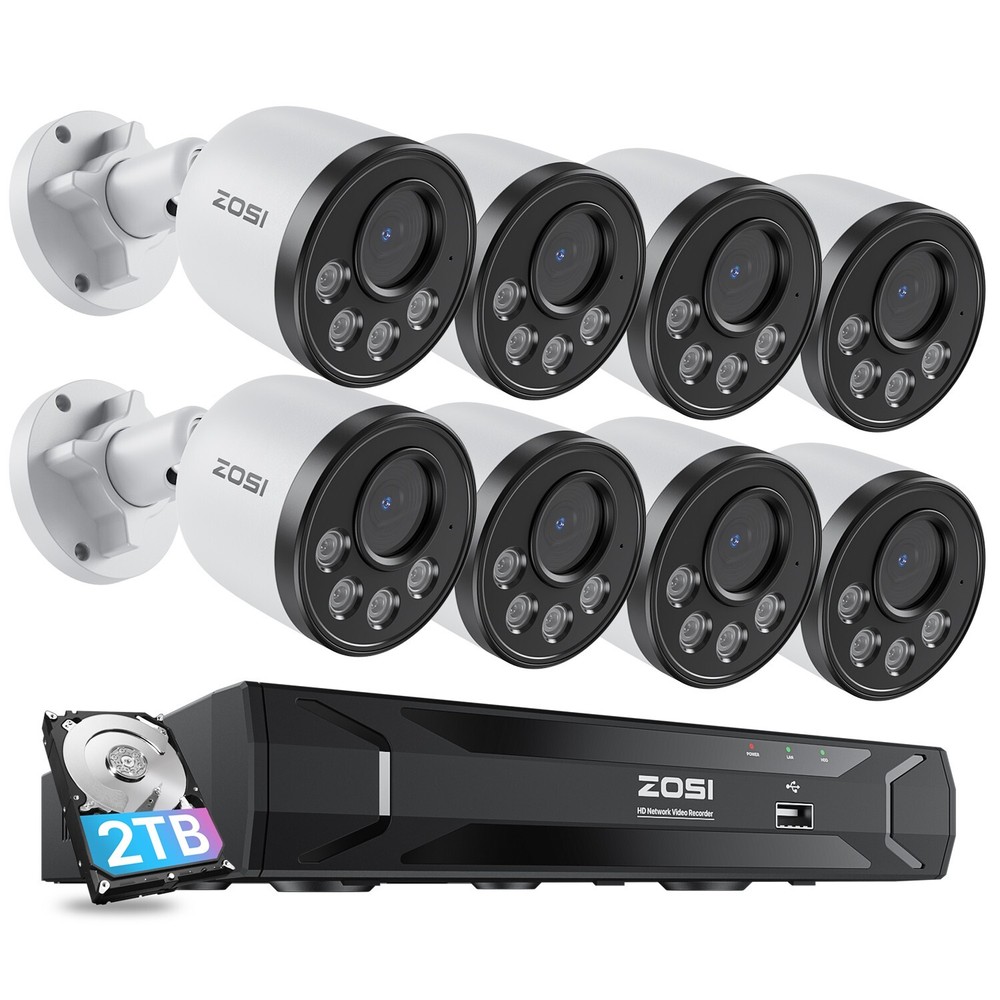 ZOSI 5MP 8CH NVR PoE Security 4MP IP Camera CCTV System Audio Human Detect 2TB
