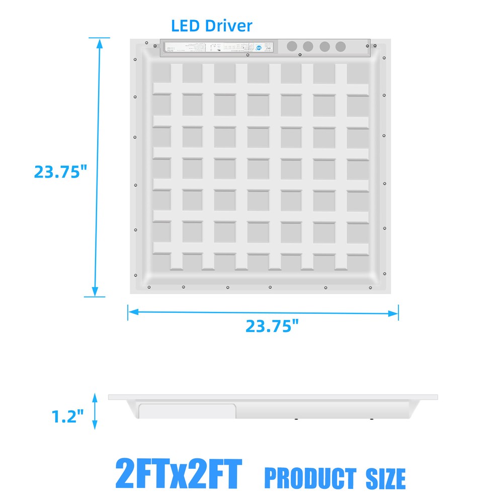 2X2 ft LED Flat Panel Light, 45W with 5400LM, Drop Ceiling Flat LED Lights Panel