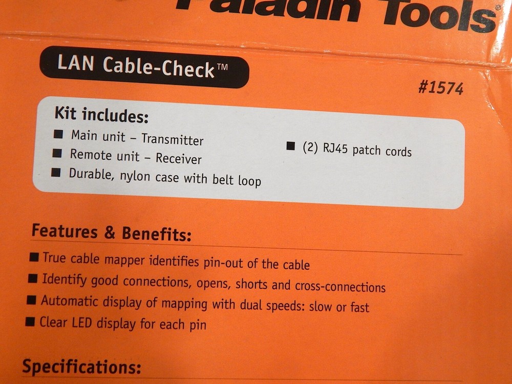 Paladin Tools Data/link ID & Cable Check #1574 - NOS.