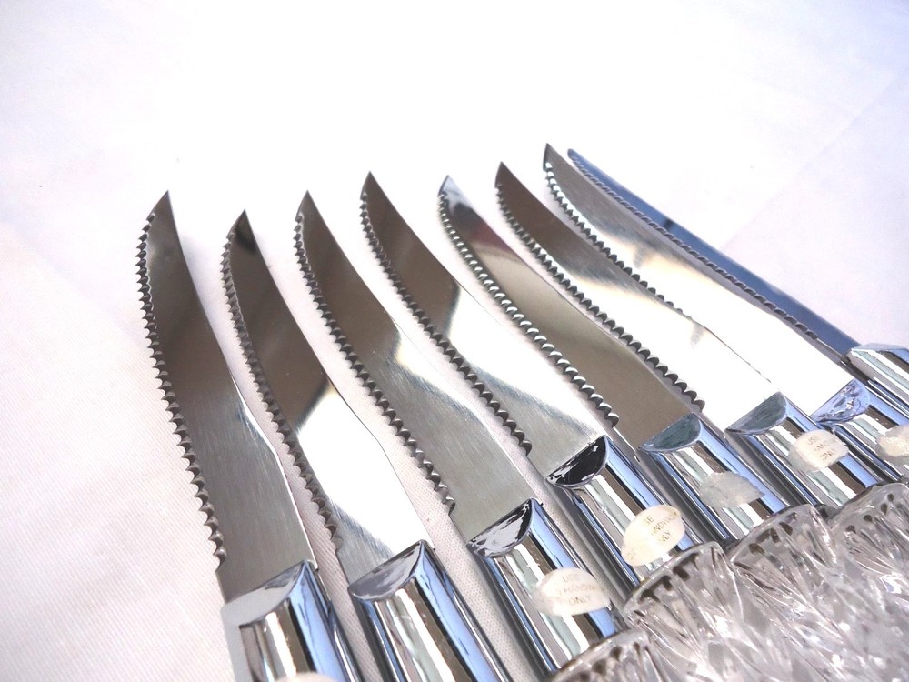 CRYSTAL HANDLE STAINLESS STEAK KNIFE 8-PIECES