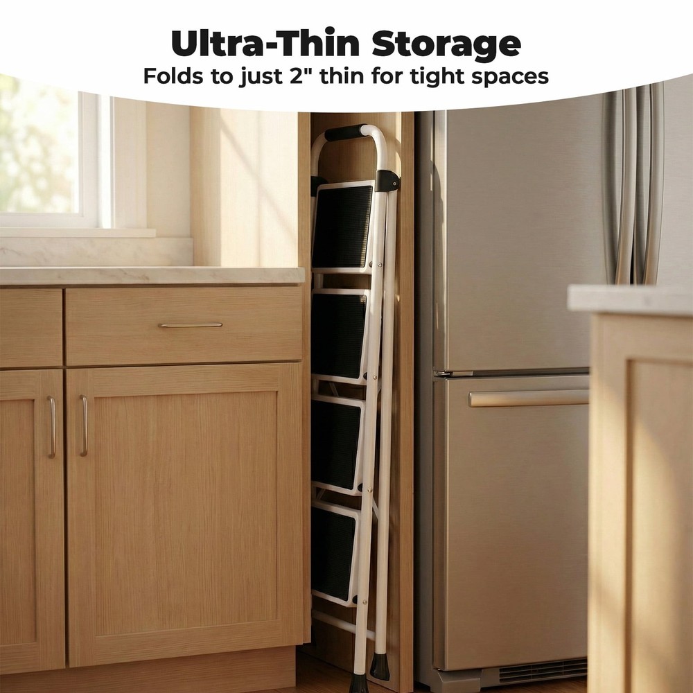 Step Ladder,Ultra-Thin Folding Step Stools 330 lbs Capacity, 2-Inch Thin