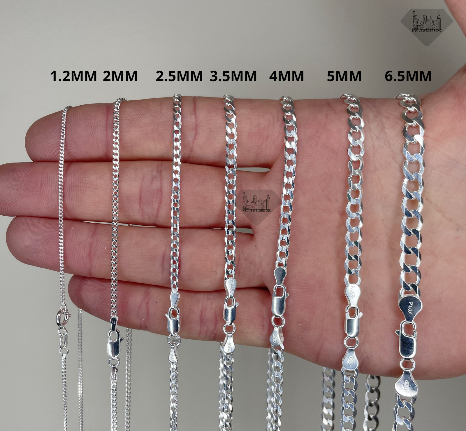 Italian Solid Sterling Silver Curb Link Chain Necklace 925 Silver Chain All Size