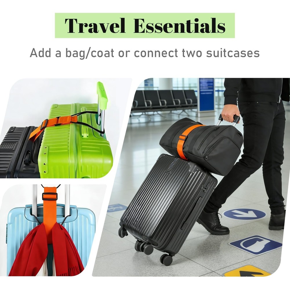 Multi Use Strong Adjustable Luggage Connector Straps for Suitcases,2 Pack Fle...