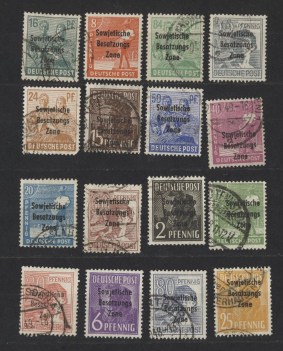Germany  10N1 - 10N16 USED 1948 Spviet Occupation Zone overprints ( Stock Scan)