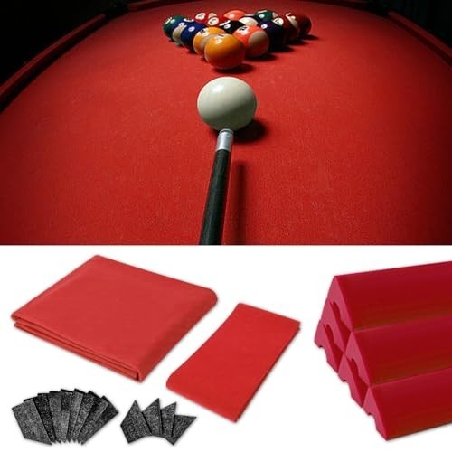 8ft Pool Table Felt & Bumper Kit - Professional Replacement, DIY Upgrade, 6 Clot