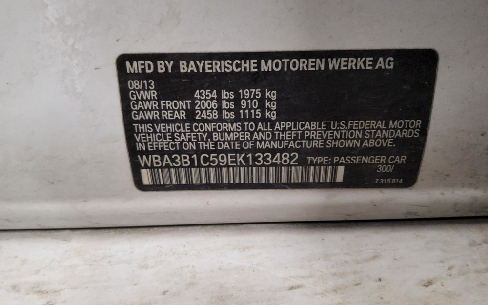BMW 320i 2013-2014 Steering Column Used 0592