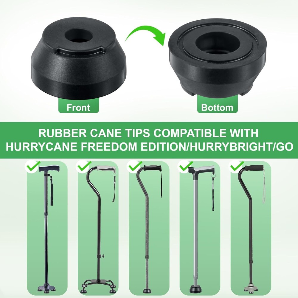 6 Pack Walking Cane Tips Compatible with Hurrycane Replacement Feet Cane Rubber