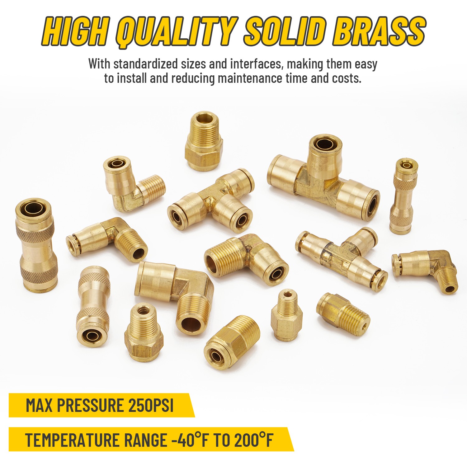 33 DOT Air Brake Line Fittings 1/4" 3/8" 1/2" Push to Connect Fitting Assortment