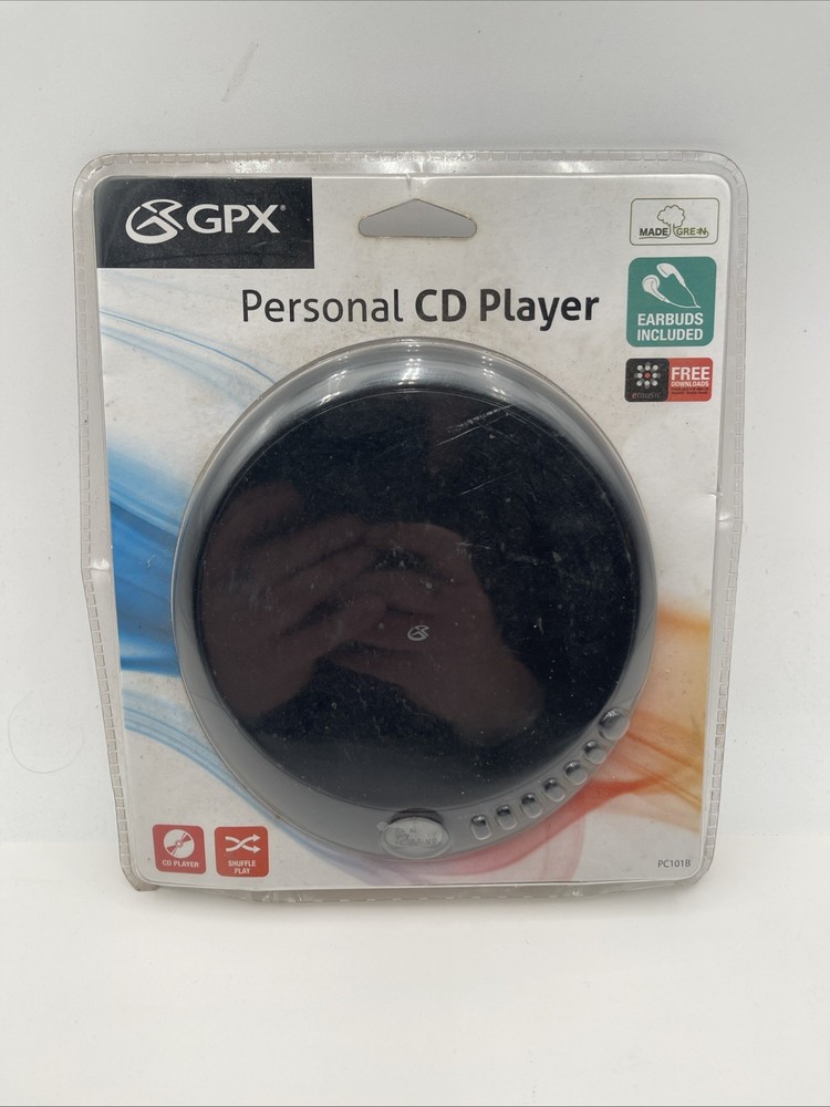 GPX Disc CD Player Stereo Earbuds Model PC101B Player Shuffle play LCD Display