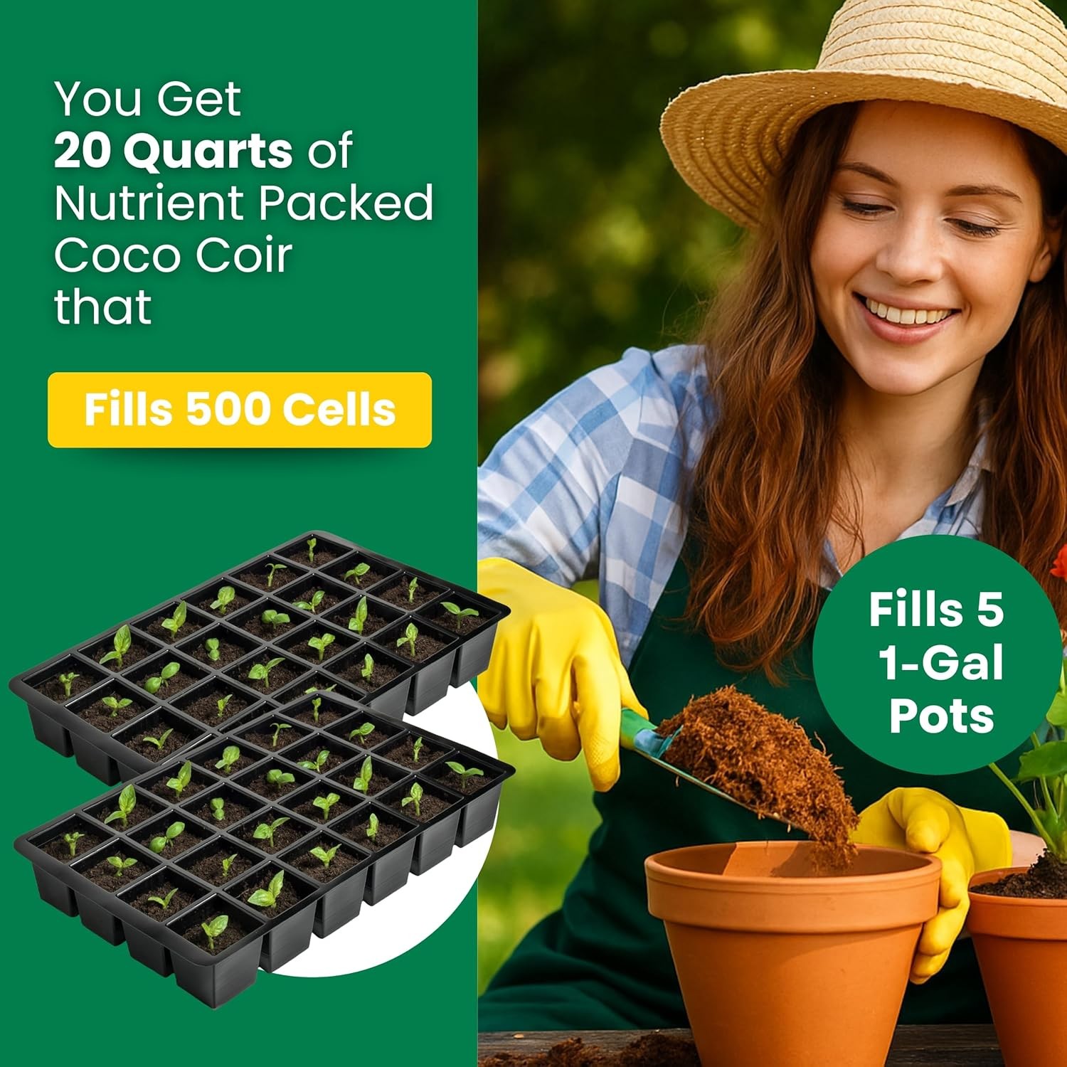 Coco Coir Brick 10 Lbs – Expands to 80 Quarts – Organic Potting Soil