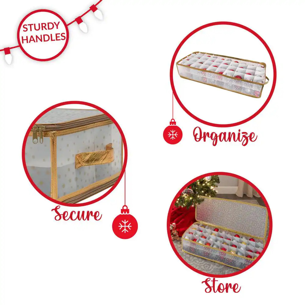 Gold Polypropylene 80 Count Ornament Storage Organizer