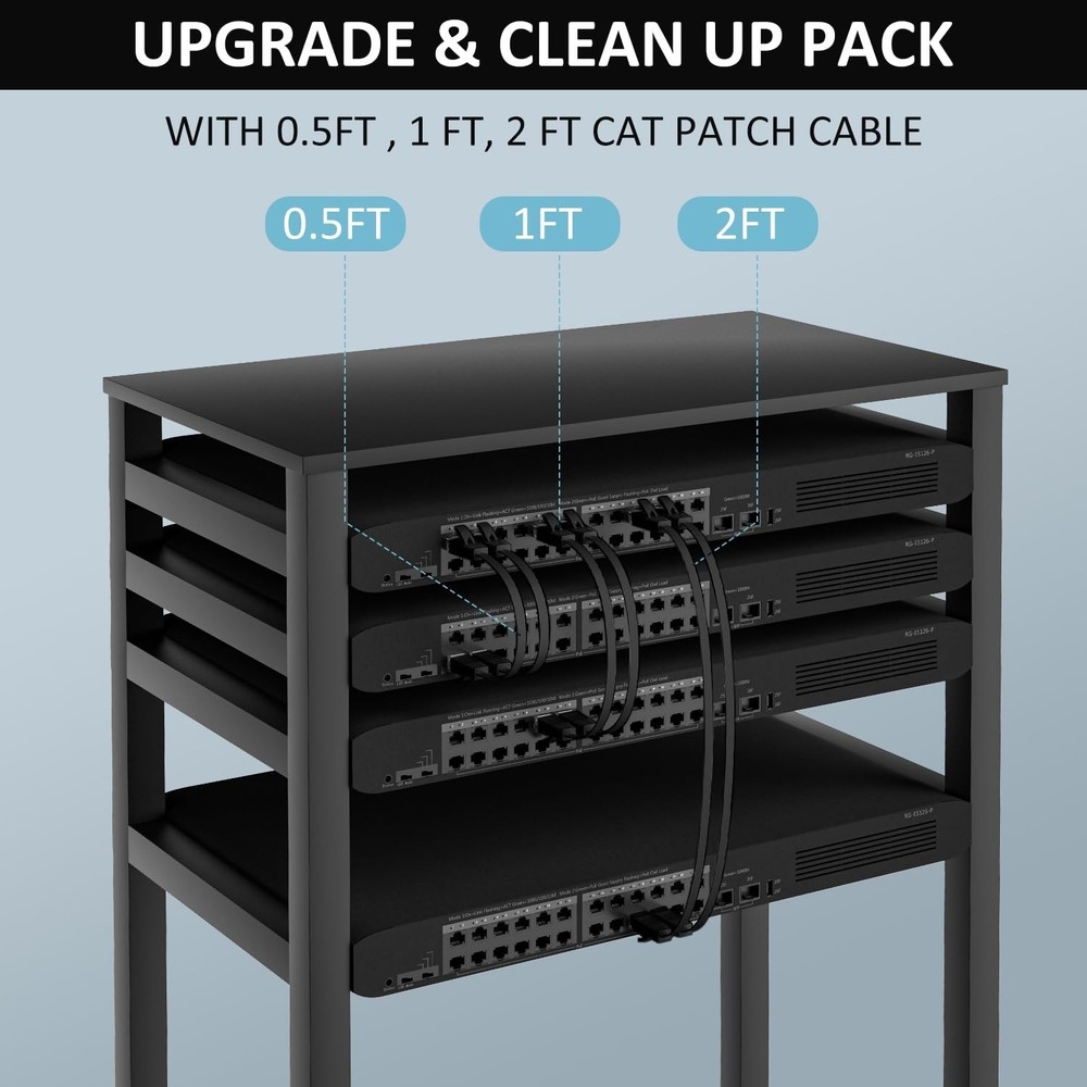 6 Flat Ethernet Cable 2 Ft/5 Pack, High Speed Slim Short Patch Cables Internet C