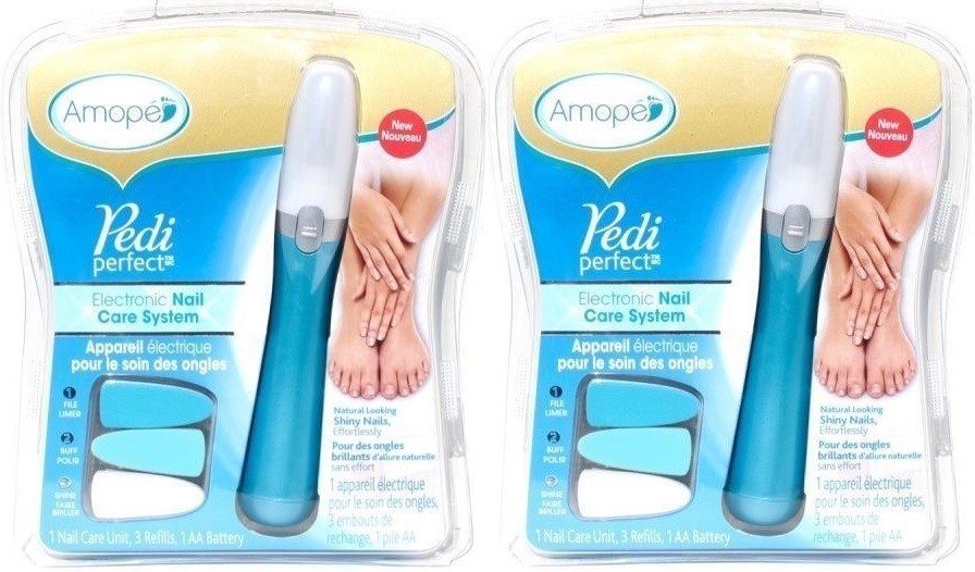 2 Pack - Amope - Pedi Perfect Electronic Nail Care System - 3 Refills