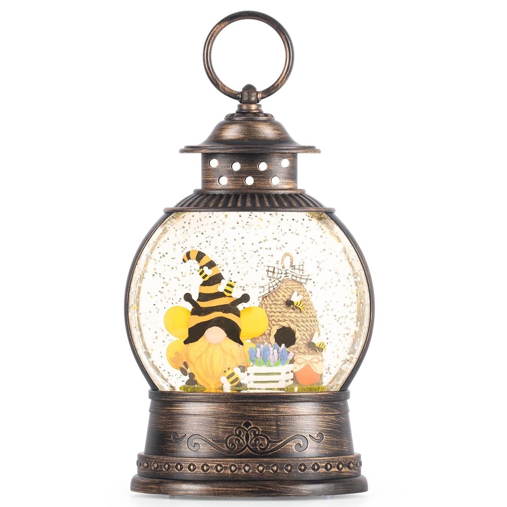 Bee Hive Decor Spring Bee Gnome Light Up Snow Globe 6H Timer Honey Bee Decora...