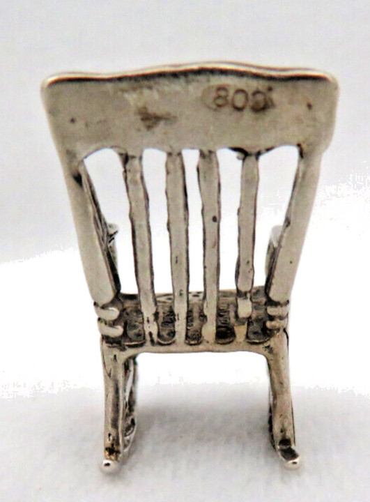 Miniature European 800 Solid Silver Rocking Chair Figurine