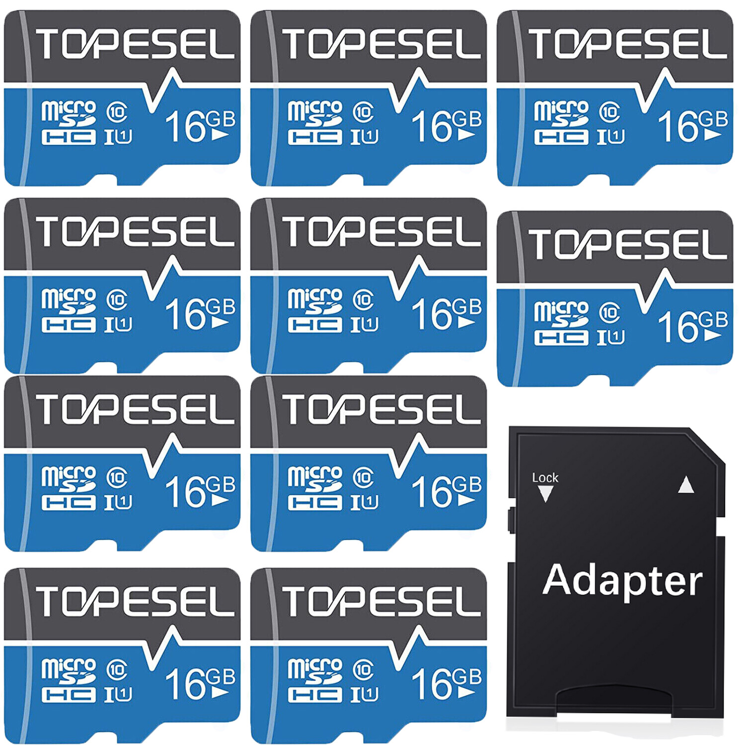TOPESEL 10/100PCS 16GB Micro SD SDHC Memory Card TF SD Card High Speed Wholesale