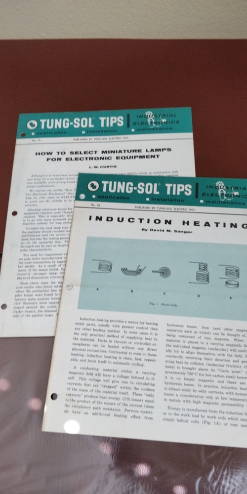 1950's TUNG SOL TIPS ~ 2 issues #18 + #19 ~ Bulletin Industrial Electronics