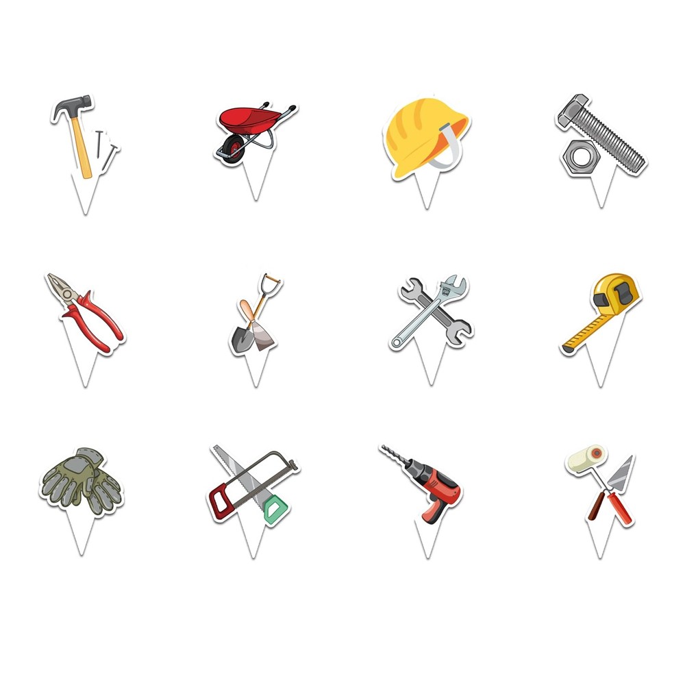 25 Pcs Tools Cake Topper Cupcake Toppers Tools Cake Decorations for Tools Par...