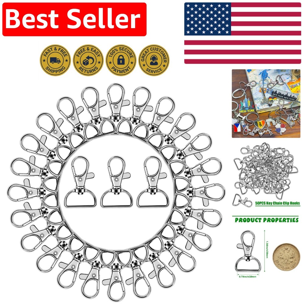 Versatile 50 PCS Lobster Claw Clasp Set - Silver Snap Hooks for Keychains & More