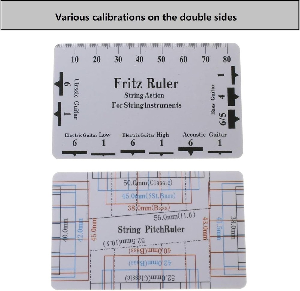 Guitar Luthier Tool Set: String Action Gauge & Pitch Ruler for Precision Setup