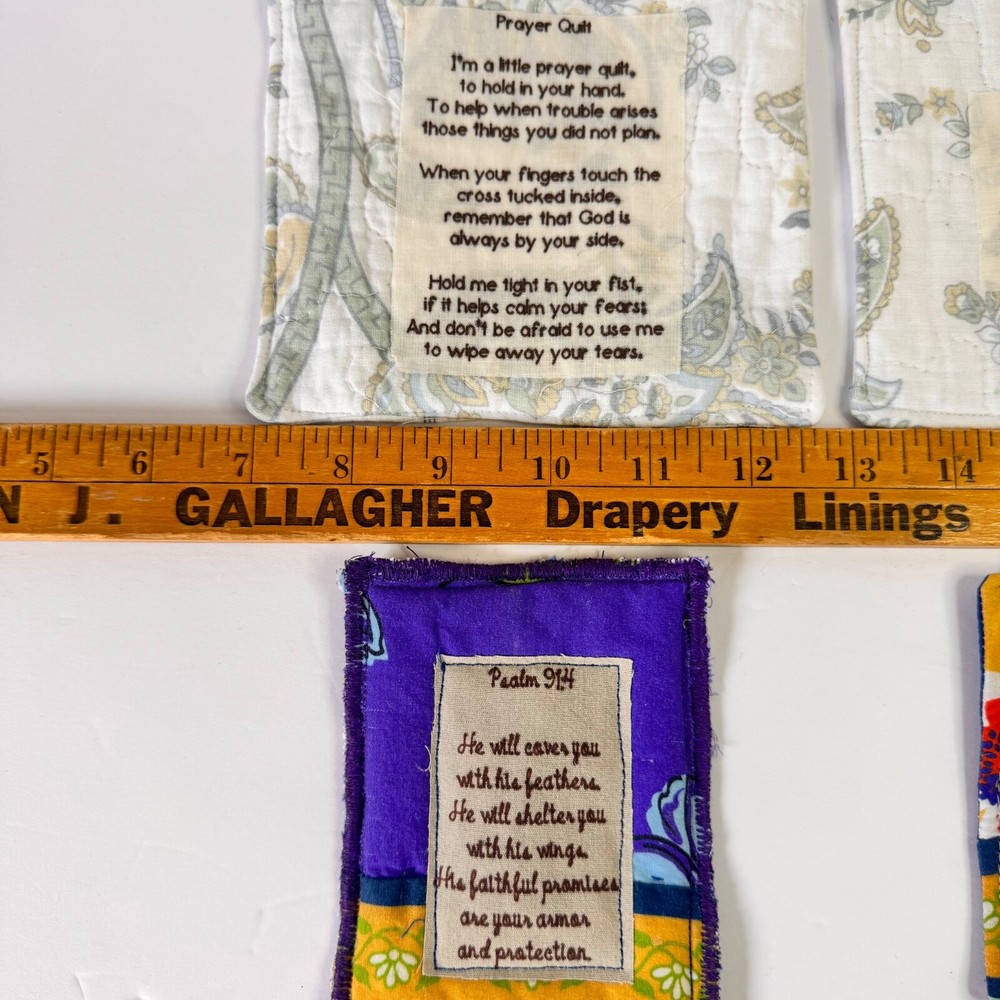 6 Handcrafted Prayer Quilts lot Unique