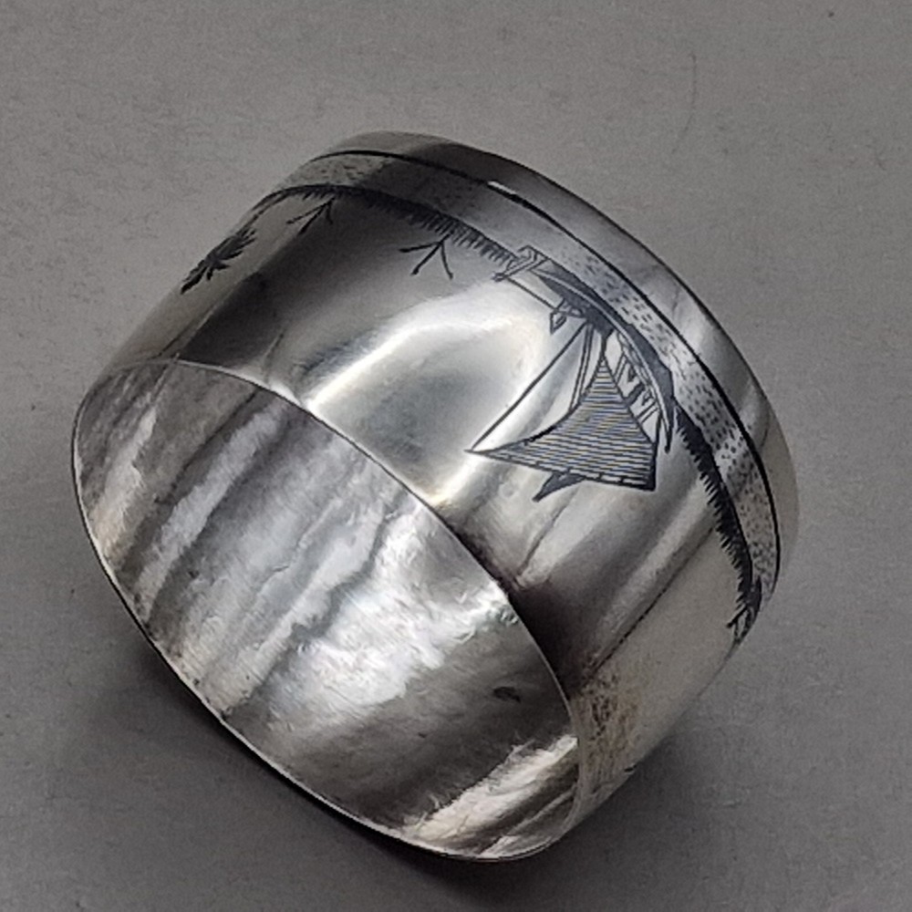 Iraqi Marsh Arab Niello Silver Napkin Ring C1900