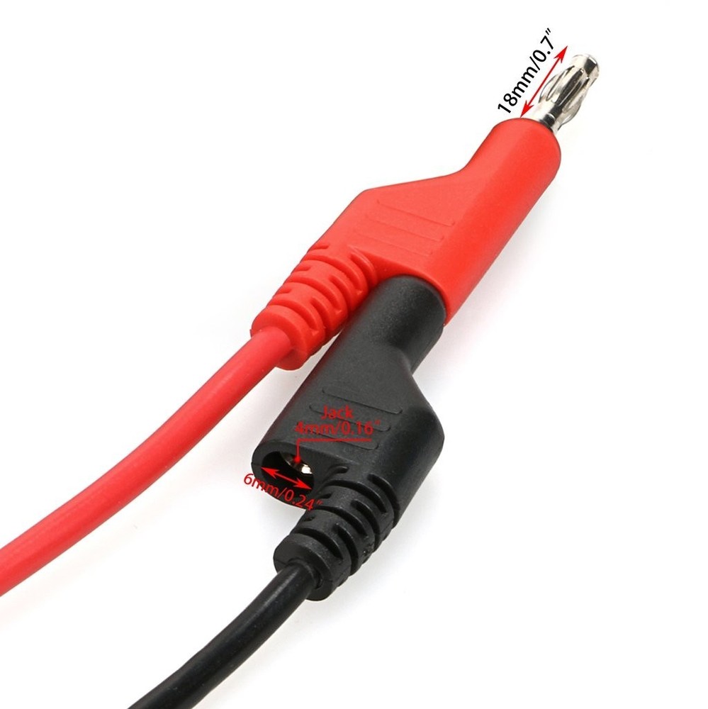 Stackable Banana Plug to Alligator Clip Probe Cable 1M for Electrical Testing