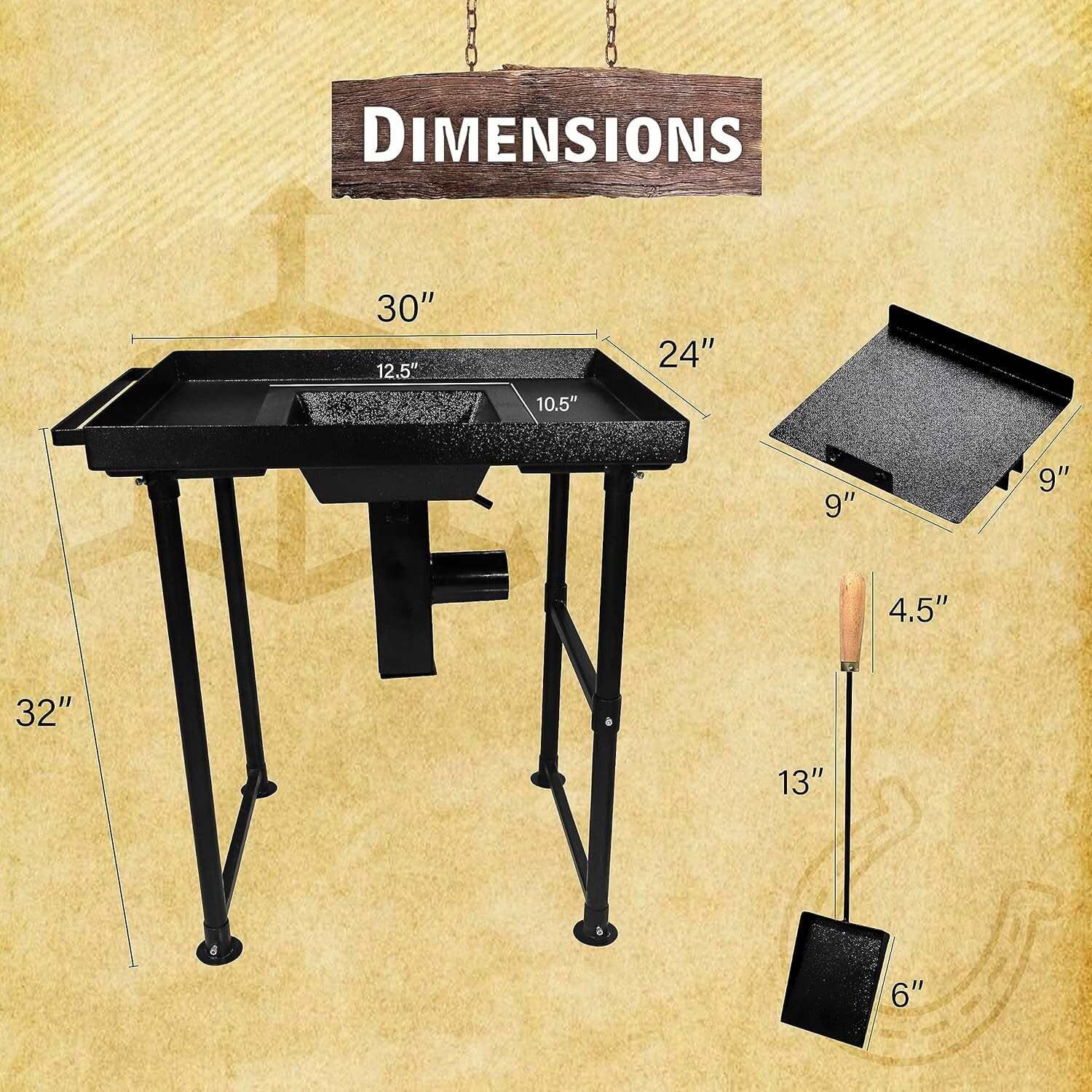 Coal Forge Stand with Fire Pot & Hand Blower - Blacksmithing Starter kit