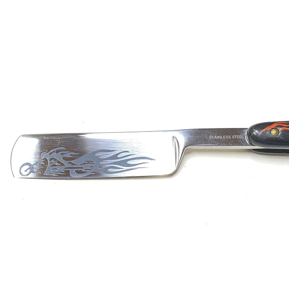 Motorcycle Flame Handle Straight Razor Stainless Steel Plastic Handle