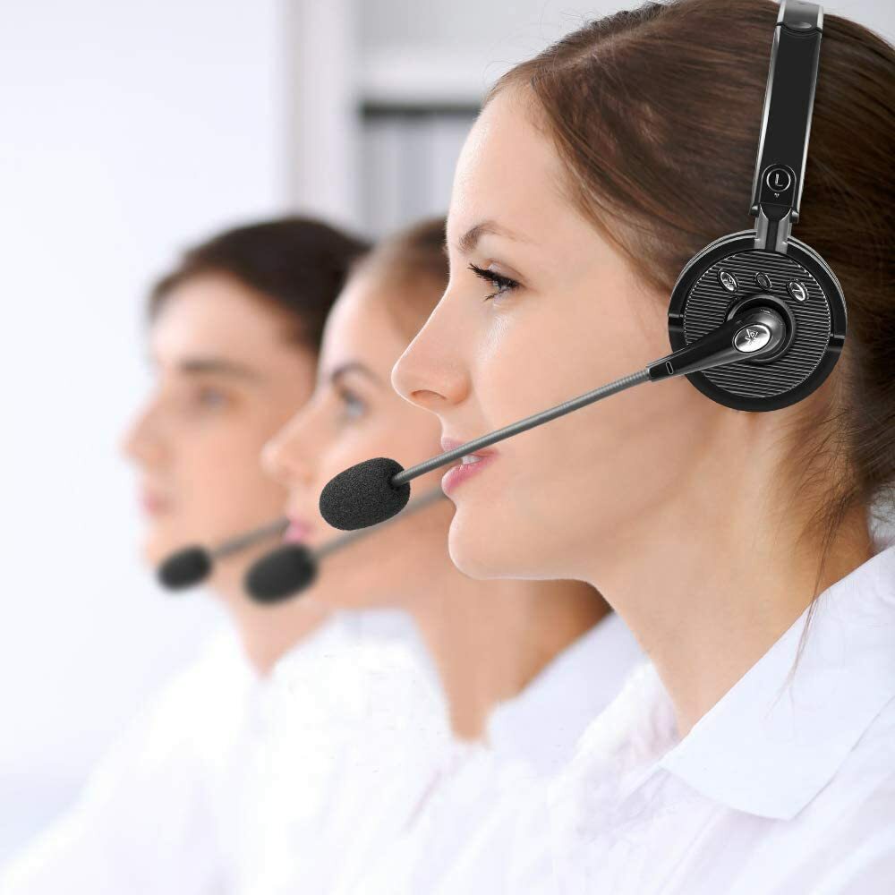 Bluetooth Headset with Microphone Wireless Headphones for iPhone Trucker Driver