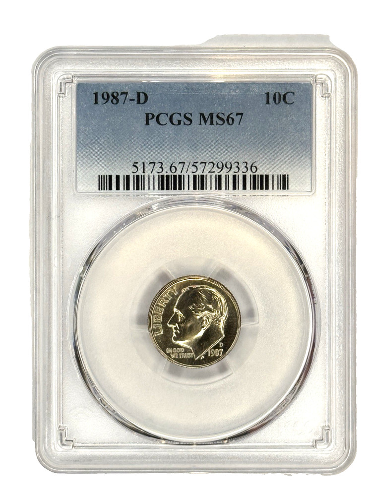 1987 Roosevelt Dime PCGS Graded MS67