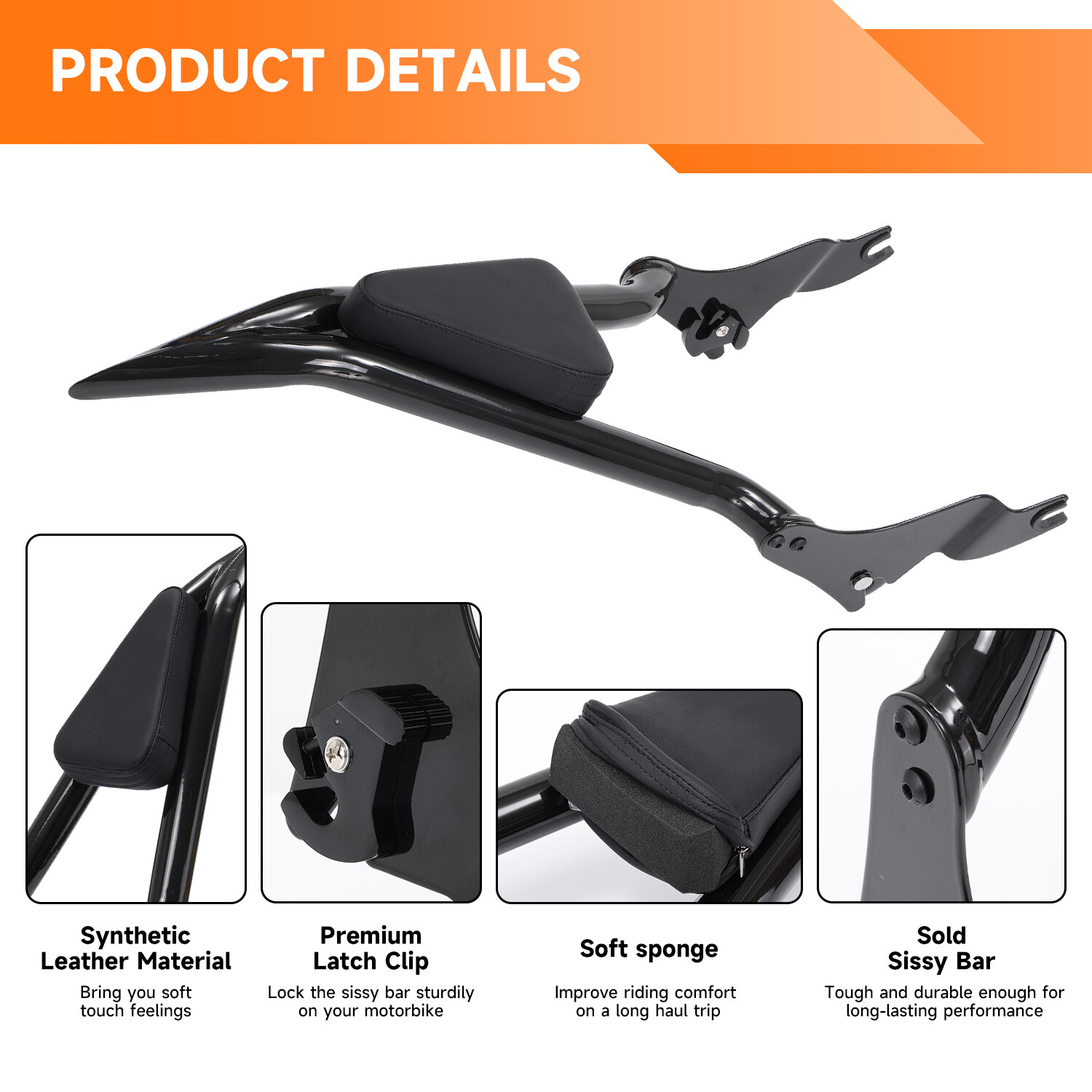 22" Passenger Backrest Sissy Bar For Harley Touring Road Street Glide 2009-2025