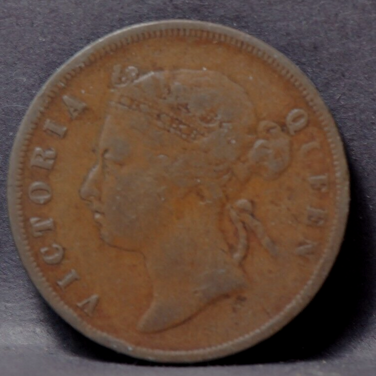 Straits Settlements 1885 Cent, KM9a, Fine, 7-10