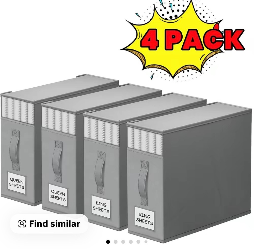 4 Pack Bed Sheet Close Organizers Gray